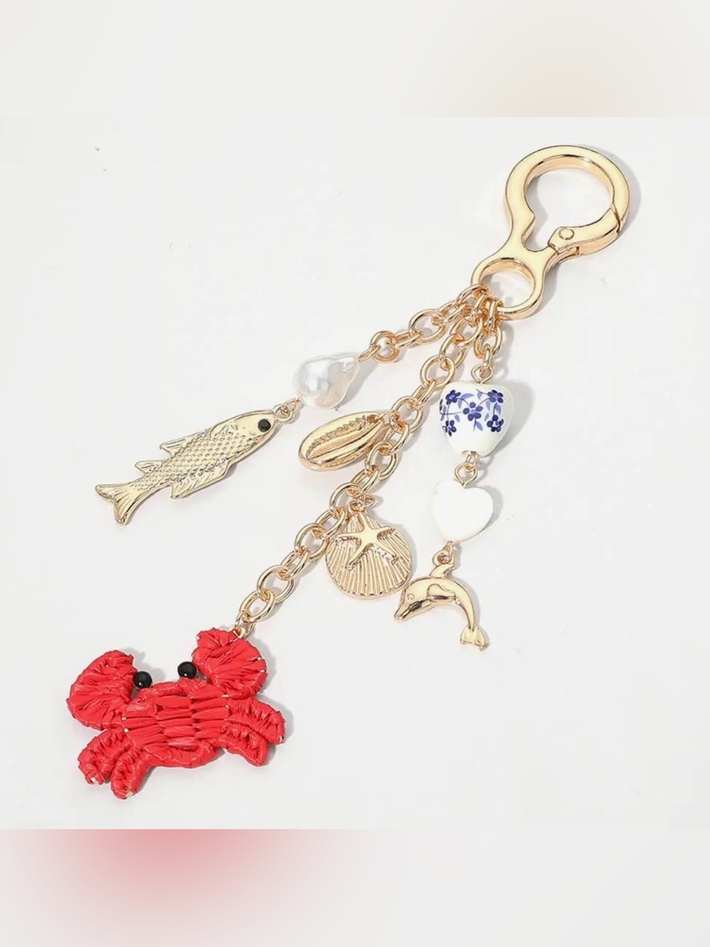 New Crab 🦀 Fish Sand Dollar Heart Pearl Charm Key or Bag Charm